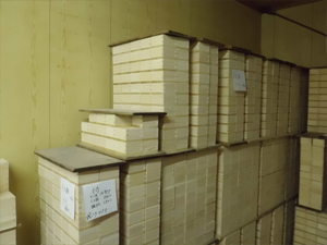The masu cups are placed on pallets for storage