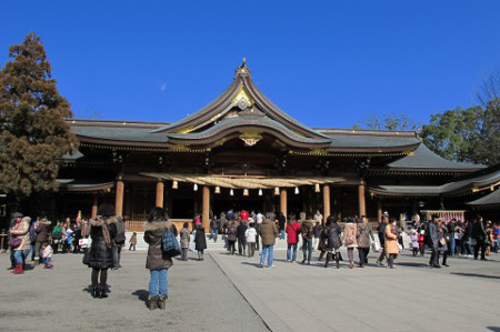 Hatsumode at a Japanese shrine